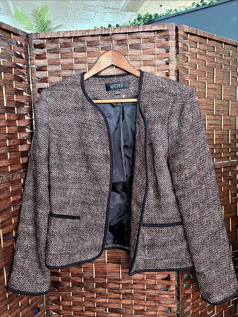Vintage Tweed Kasper Women's Geometric Jacket Size 12